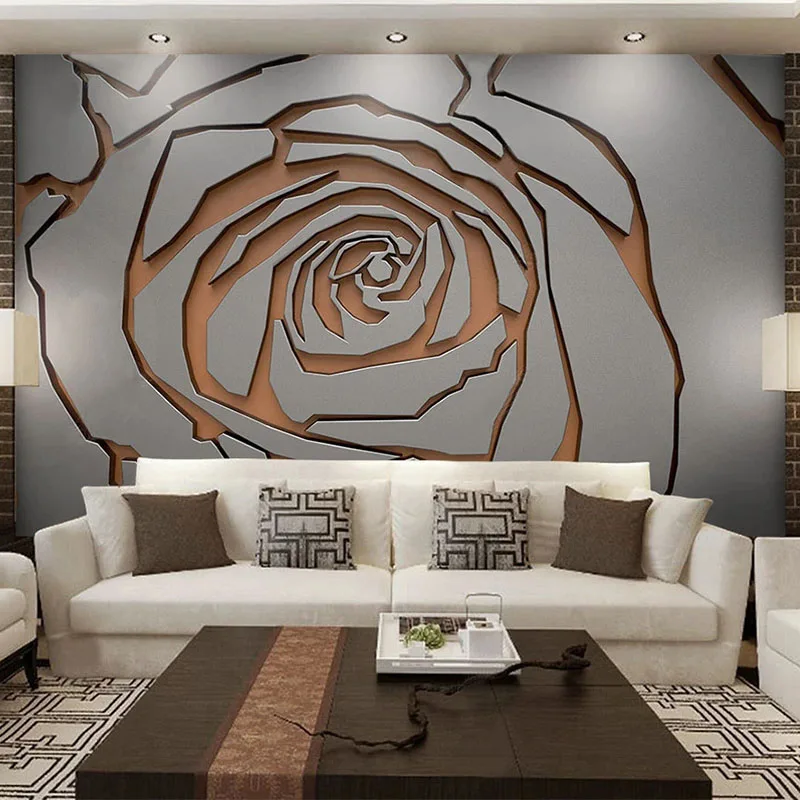 Custom Any Mural Wallpaper 3D Stereo Metal Iron Art Abstract Flowers Fresco Chinese Style Living Room Bedroom 3D Background Wall