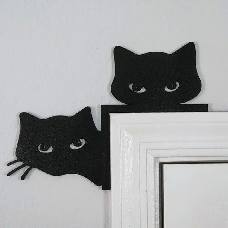 1pcs Metal Halloween Black Cat Door Topper Halloween Door Corner SignCat SilhouetteDecorative Signs & Plaques For Living Room