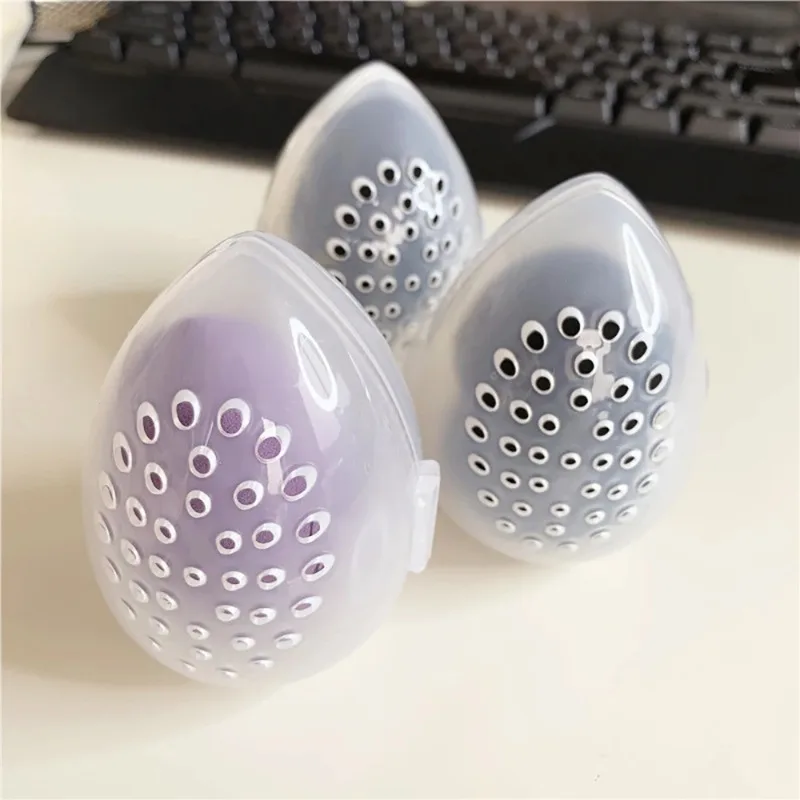 Sponge Stand Storage Case Egg Shaped Rack Transparent Puffs Drying Box Make up Blender Puff Holder Empty Cosmetic Beauty Tool