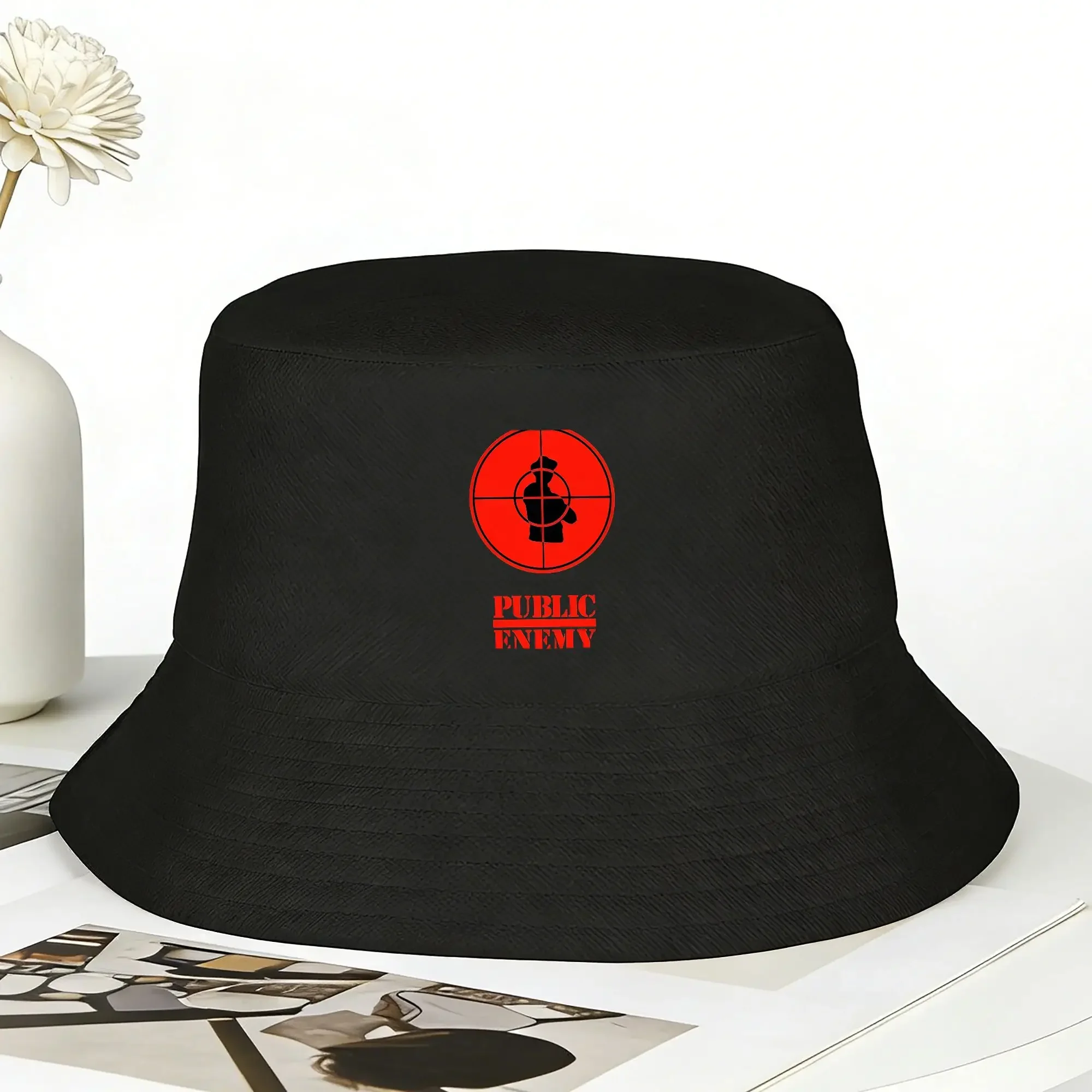 New US Rap Team Public Enemy  Bucket Hat  Harajuku Fisherman Caps For Men Women Fashion Hunting Sun Hats Soft Fold Graphic Cap