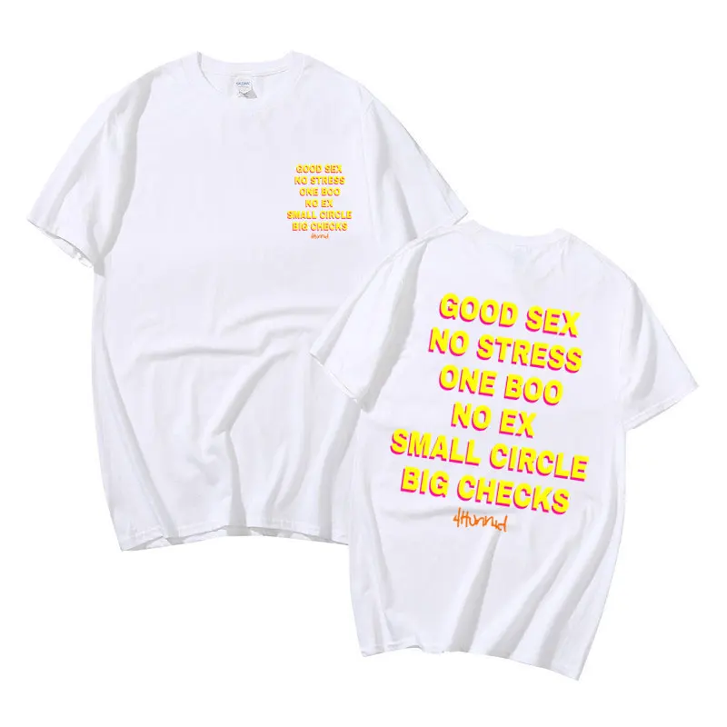 Good Sex No Stress One Boo No Ex Small Circle Big Checks Graphic Print Tshirt Men Women Casual Pure Cotton Tees Funny Streetwear