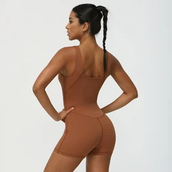 Women Fitness Jumpsuit Sleeveless Shorts Set Tank Top Yoga Gym Activewear Training Running Jumpsuit
