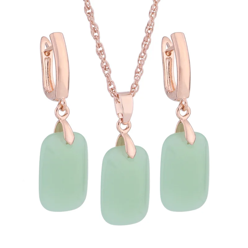 New Trend  Rose Gold Color Big Drop Earrings for Women Unusual Earrings Set Wedding Luxury Elegant Women\'s Set
