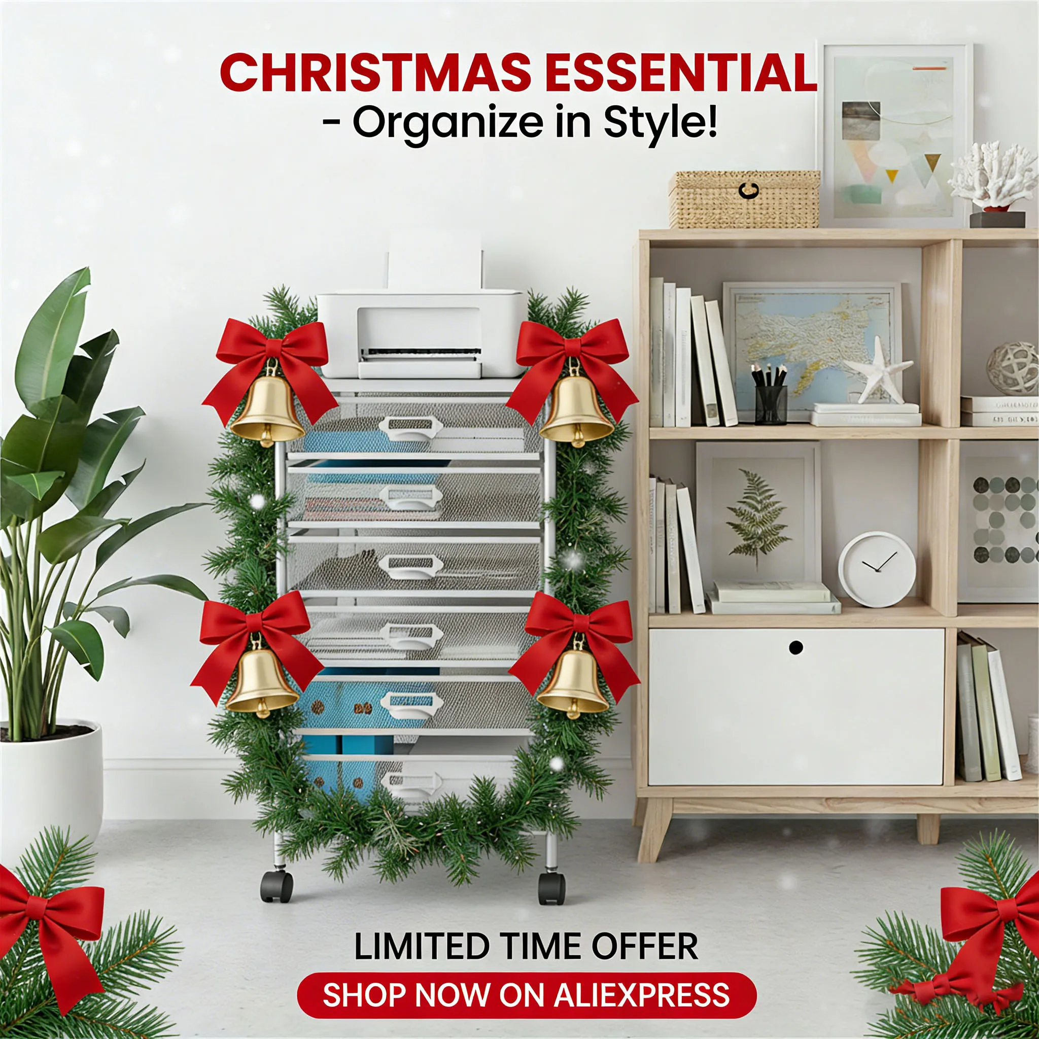 

Настольный аптекарный шкаф, 6-слойный органайзер с металлической сеткой, серебряная многослойная полка-органайзер для файлов, для офисного стола, Рождество