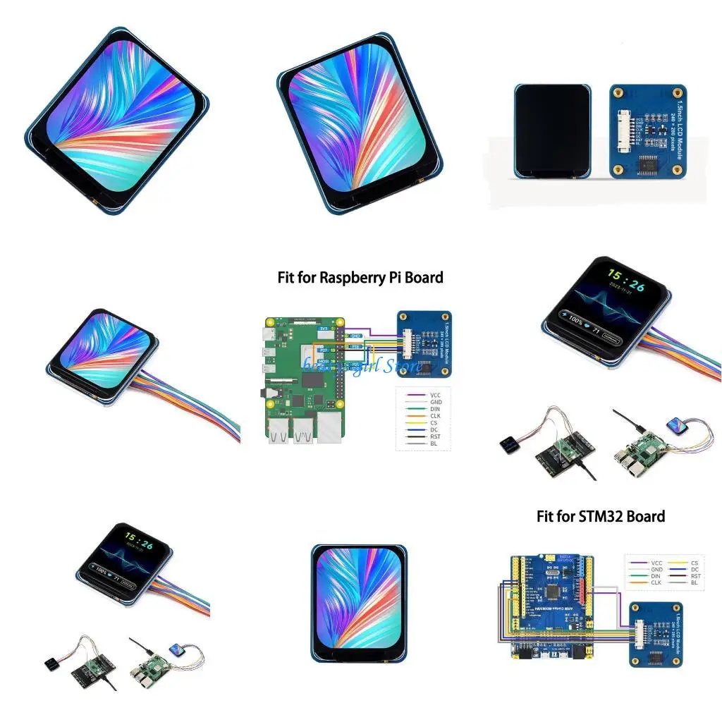 

C7AB 1.5inch IPS LCD Display Module 240x280 Resolution 4 Wire SPI Interfaces 262K Colors LCD Module for RPi/STM32/RP2040