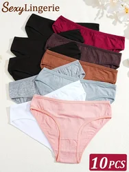 10Pcs/Set Women Cotton Panties Sexy Low Rise S-XL Briefs Female Underwear Female Breathable Underpants Ladies Intimates Lingerie