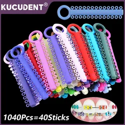 1040Pcs/Pack=40Sticks Dental Orthodontics Elastic Ligature Ties Rubber Bands O Rings for Teeth Braces Dentistry Ortho Materials