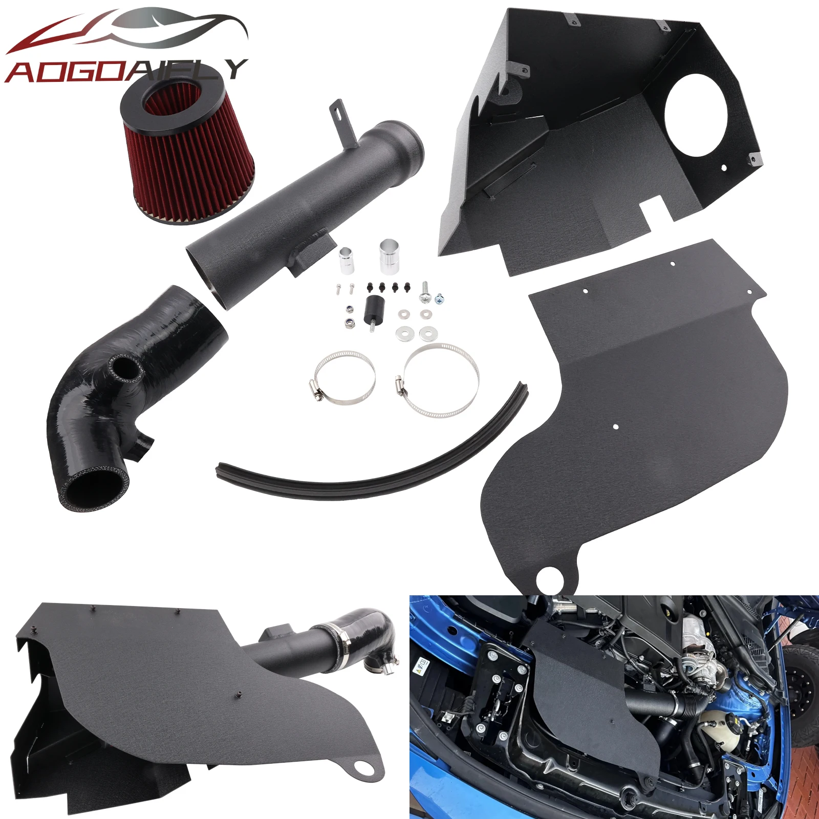 N13 1.6L Engine Intakes System Cold Air Intake Kit Heat Shield+Turbo Inlet Hose+Air Filter for F20/F21/F30/F31 BMW