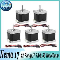 42mm Flange Nema17 Stepper Motors 56N.cm 4 Lead 1.7A 2 Phase Stepper Motor Nema 17 for 3D Printer Engraver Machine CNC Kit