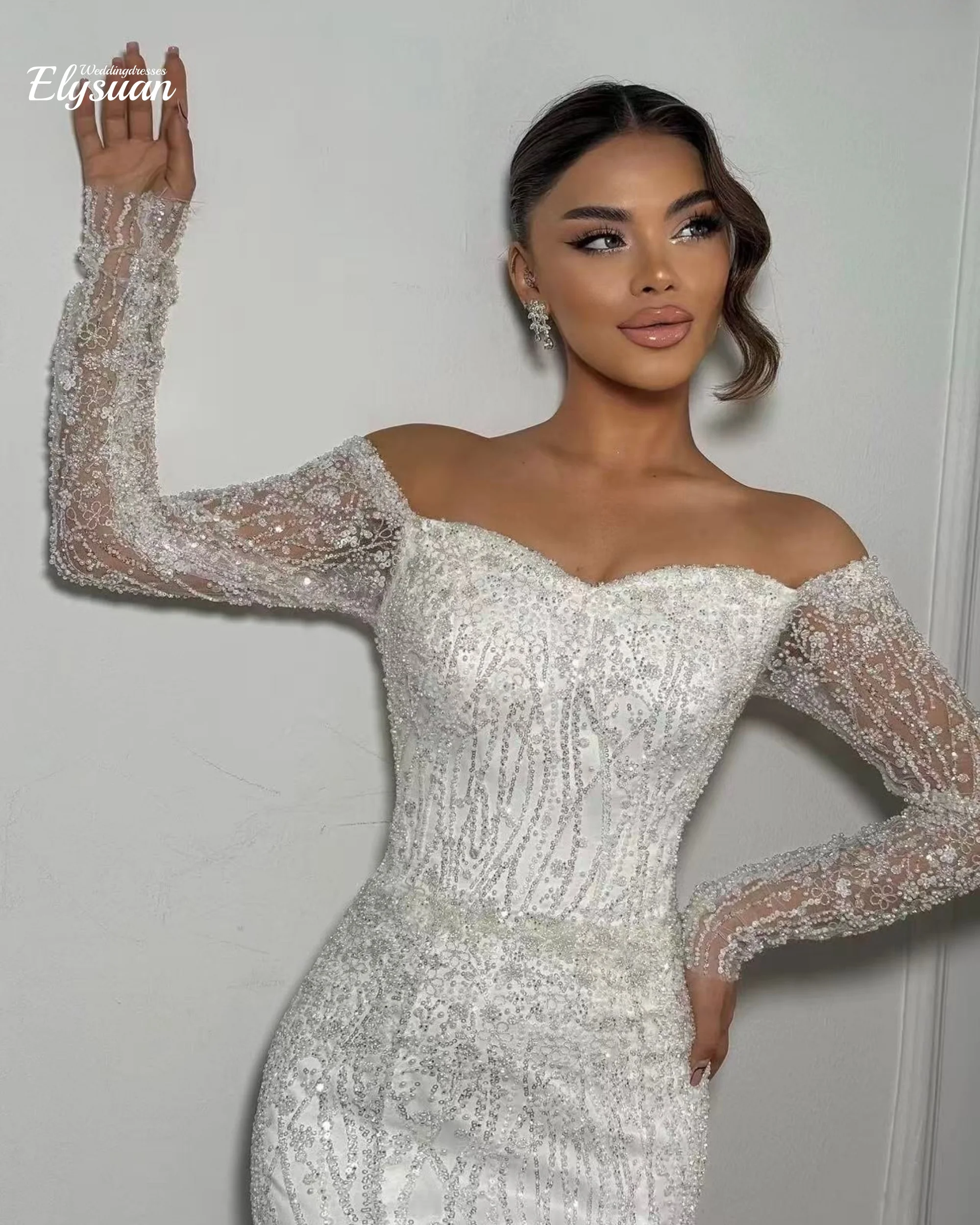 Customzied Sweet Collar Long Sleeve Mermaid Sexy wedding dress vestidos de novia