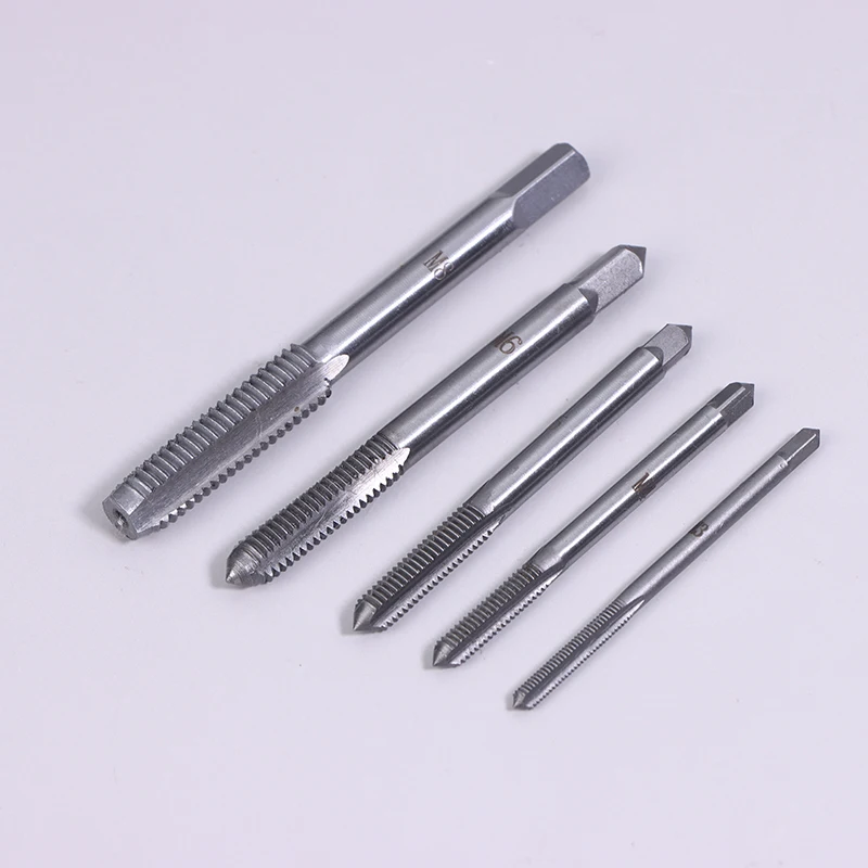 5Pcs Metric Thread Tap Set M3-M8 Bearing Steel Spiral Straight Fluted Taps Precision Threading Professional Hand Tool Kit