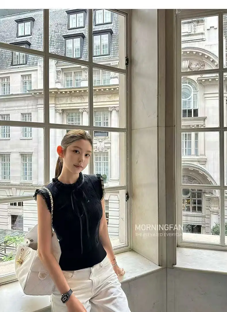 

Элегантная повседневная рубашка с рюшами и воротником для женщин Y2k, винтажный дизайн, облегающий дизайн, лоскутные топы, женские корейские стильные шикарные наряды N790