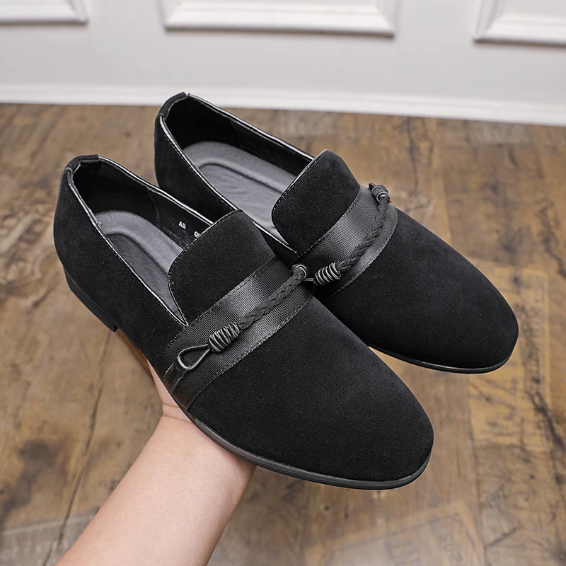 Men Loafers Solid Color Suede Leather Round Toe Simple and Fashionable Versatile for Daily Work Comfortable and Casual Men Shoes
