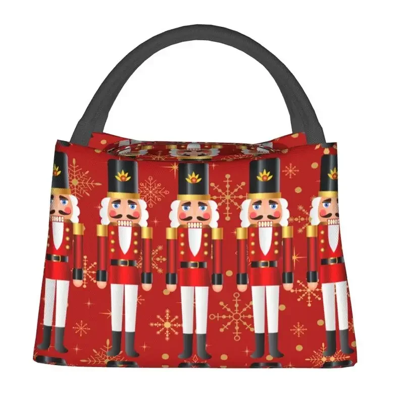 Custom Christmas Nutcracker Toy Soldier Lunch Bags Women Cooler Warm Insulated Lunch Box for Office Travel