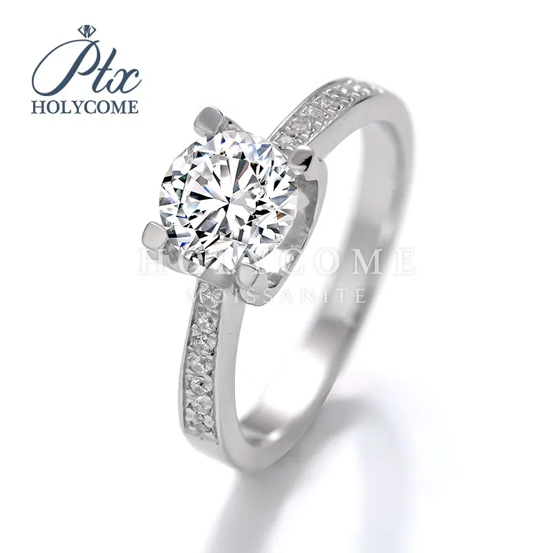 

Holycome 1ct D Color VVS1 Moissanite Rings for Women 925 Sterling Silver Plated Sparking Diamond Band Luxury Jewelry GRA