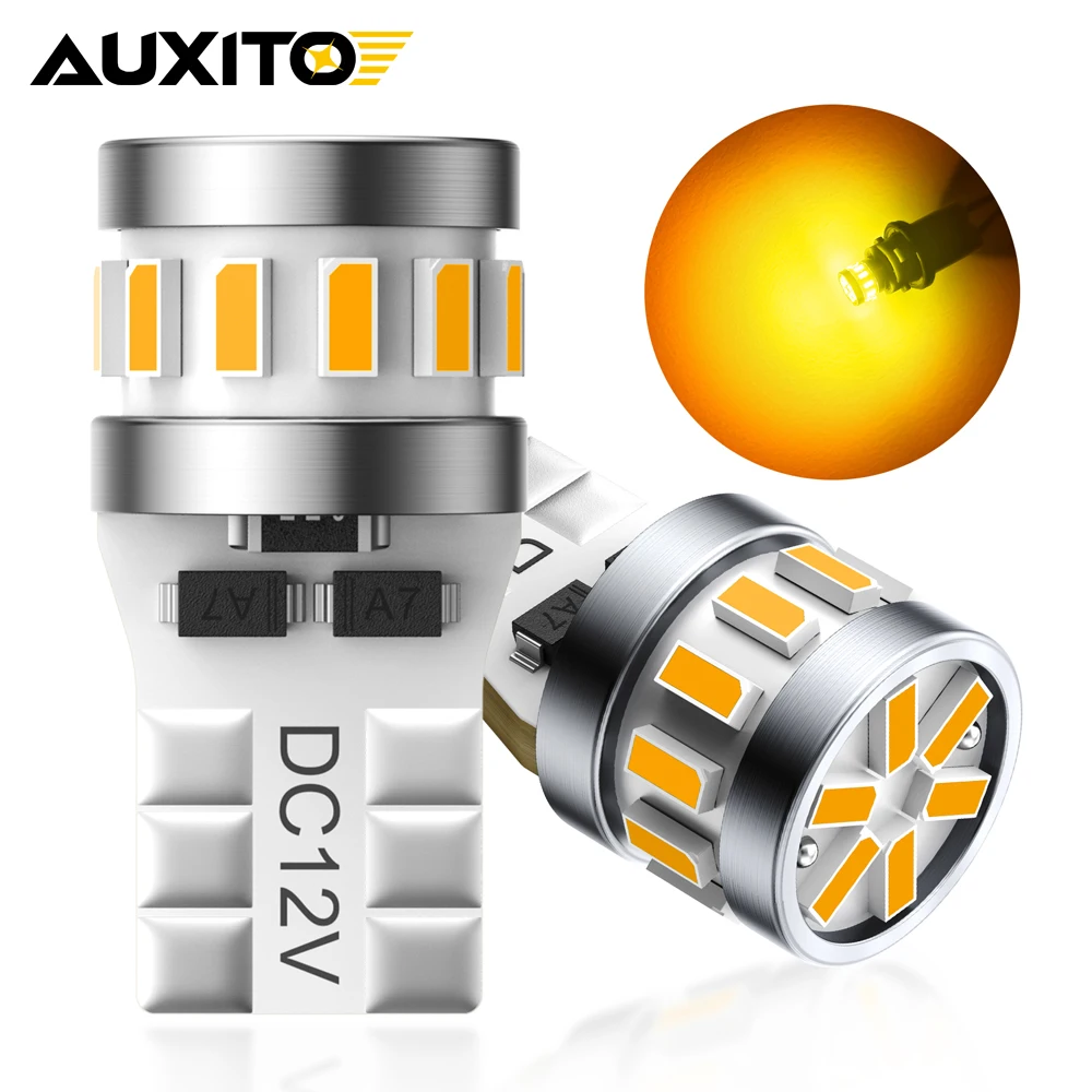 AUXITO 2Pcs Car Light T10 Led Yellow Position Side Marker Parking Signal Lamp Canbus W5W LED Bulb White Interior Lighting