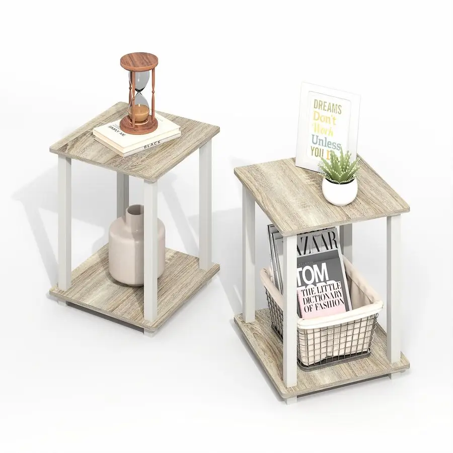 

Simplistic Side Table Set of 2, End Table, Night Stand, Nightstand, Bedside Table, for Living Room, Bedroom, Light Oak