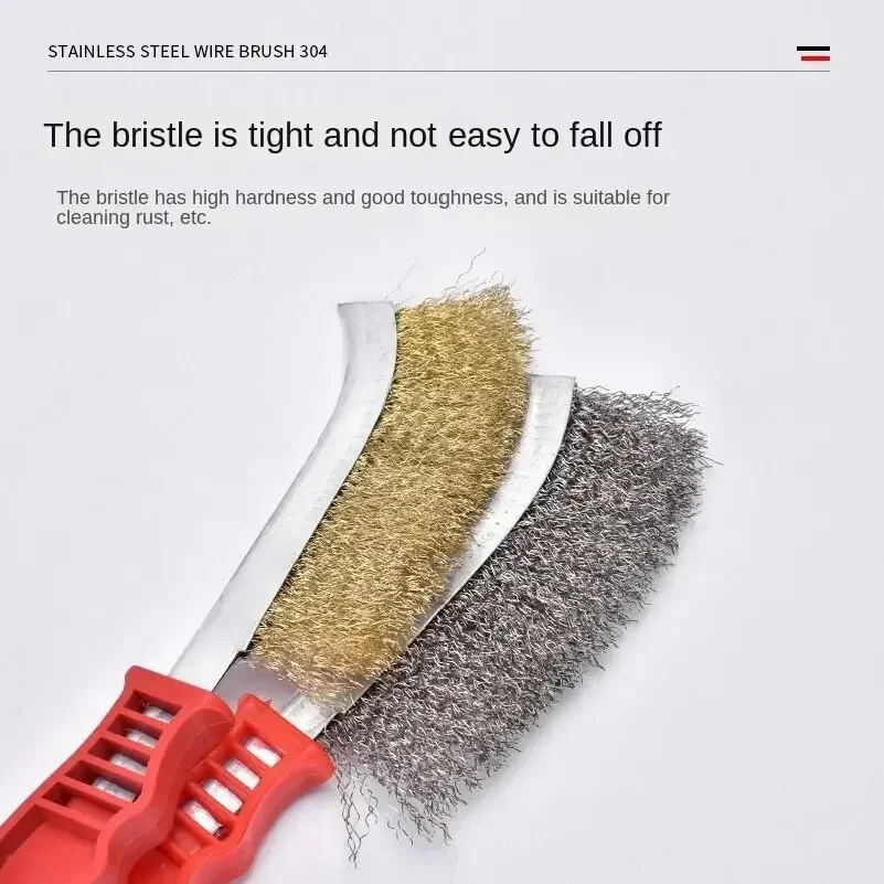 Multi-function Tool Wire Brush Copper Plated (Stainless Steel Brush, 1PCS) Long Handle Kitchen Grill Special Plate Rust Removal
