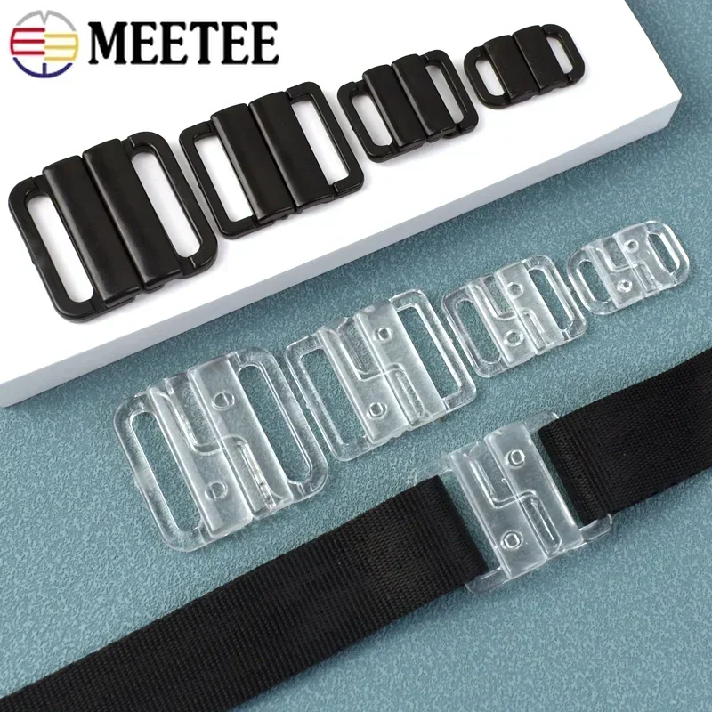 20/50/100Sets 10/15/20/25mm Bra Closure Plastic Buckle Swimsuit Strap Bikini Clasp Resin Button Tie Adjustable Clip Buckles