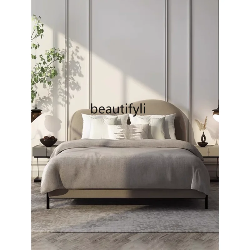 

Bedroom Cream Style Fabric Bed Modern Minimalist Small Apartment Designer High-Grade Light Luxury Double Bed Marriage Bed