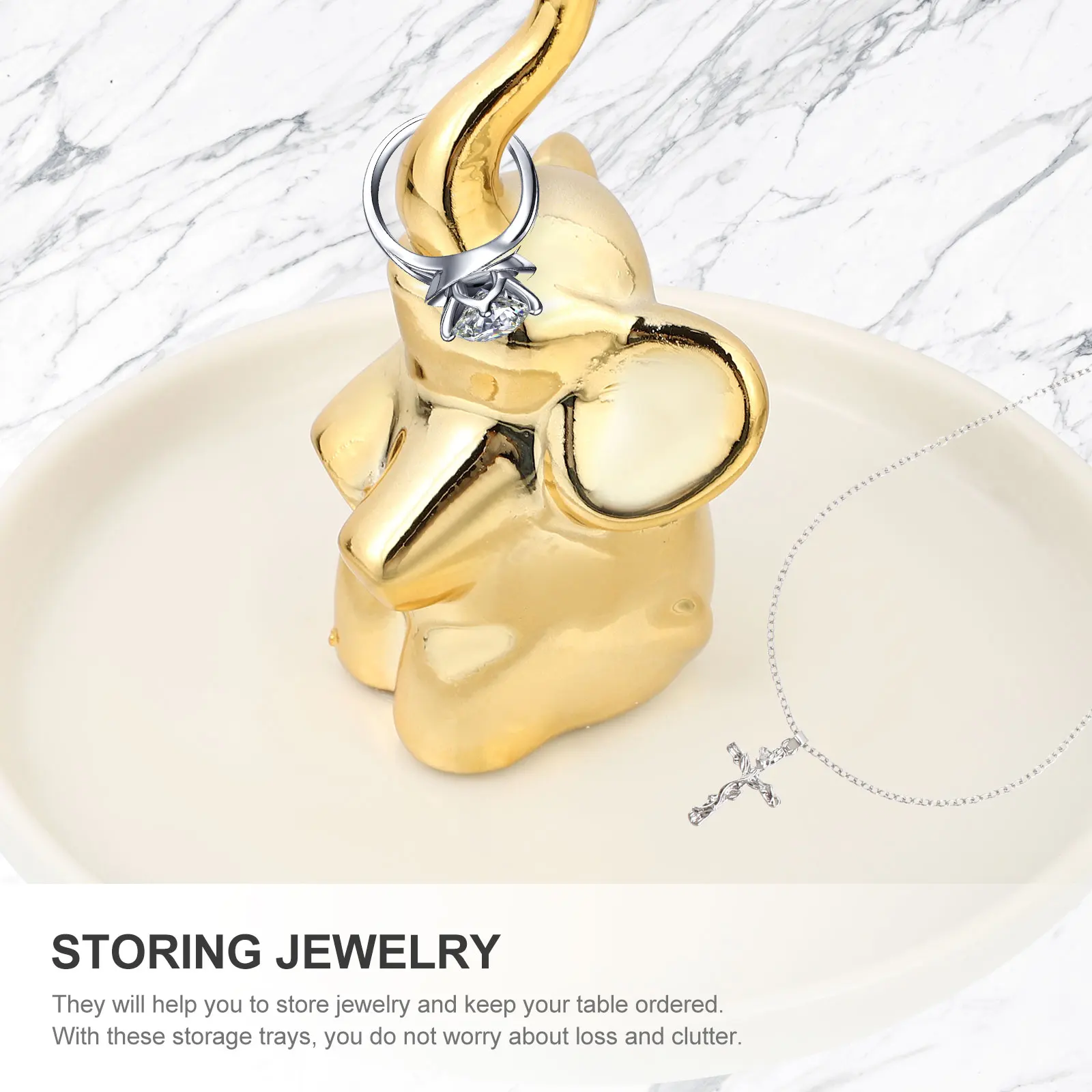 

Jewelry Storage Tray Elephant Desk Accessories Ornament Display Dish Home Decor for