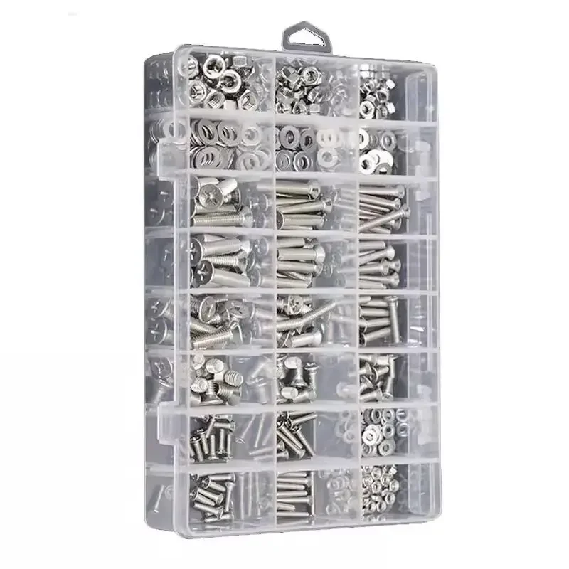 304 Stainless Steel Pan Head & Countersunk &Big Flat Head  Machine Screw Set, M3M4M5M6 Screws Nuts Washers Assortment Kit