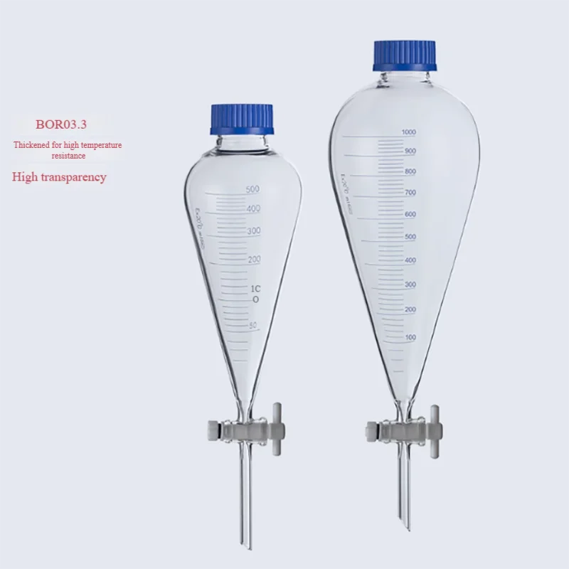 Screw-hole glass pear-shaped liquid separating funnel with tetrafluoro plug 60ml125ml250ml500ml1000ml2000ml
