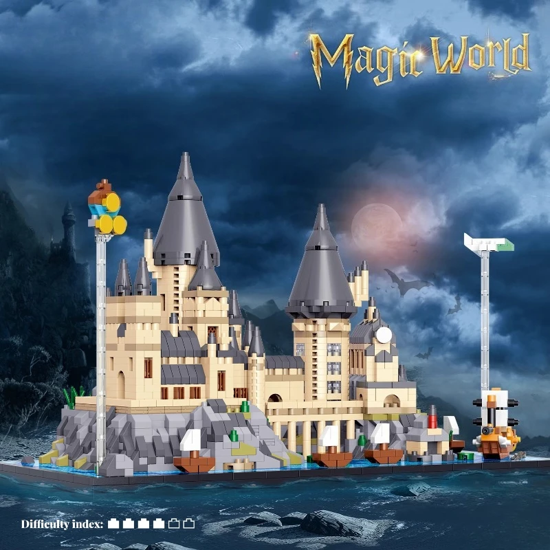 Blocos de construção de castelo mágico, modelo arquitetônico criativo feito à mão, brinquedos educativos para crianças, ornamentos, presentes