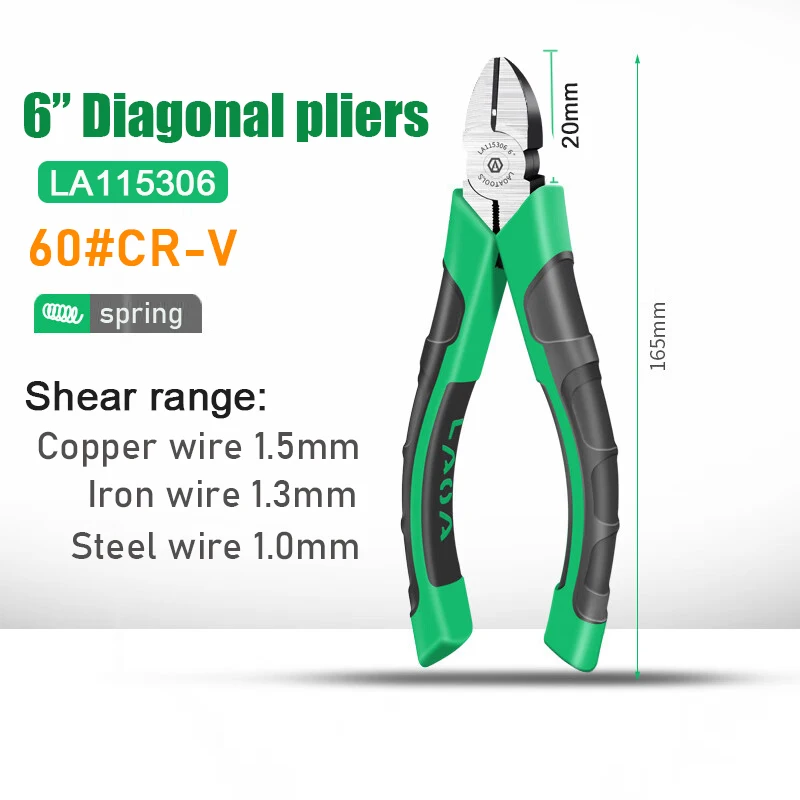 LAOA Wire Cutter Pliers CR-V Pliers Kits Long Nose Nippers Diagonal Pliers with Spring Cable Wire Side Cutting Pliers Tools