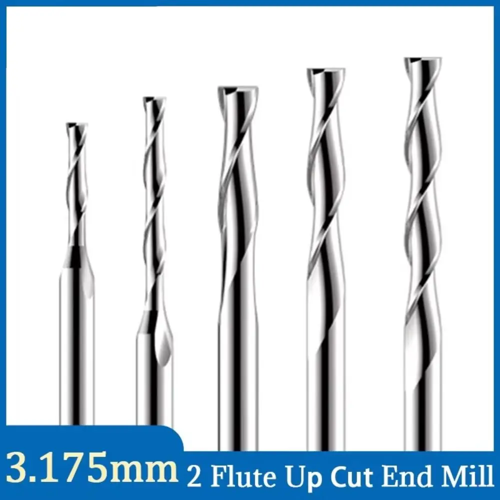 

2 Flute Wood End Mill 1/8"(3.175mm) Shank 2.0-3.175mm Carbide Spiral Cutters Up Cut HRC45 Engraving Tools Multi-layer Board