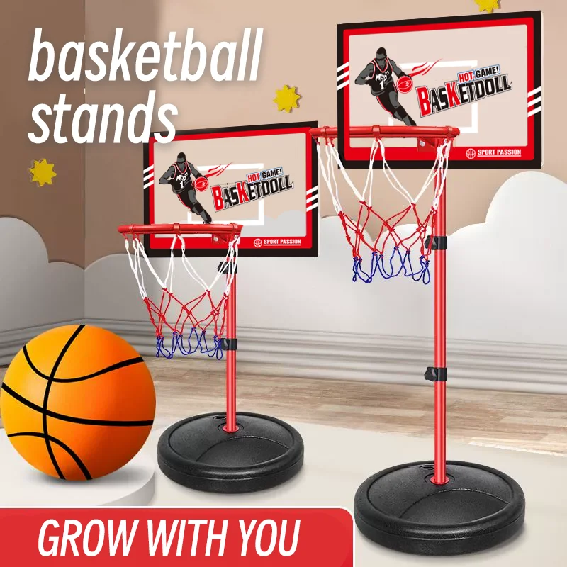 Stojak do koszykówki z regulowaną wysokością i mobilną ramą do rzutów dla dzieci, do użytku wewnątrz pomieszczeń, z funkcją dunkingu, wygodny do domu dla dzieci.