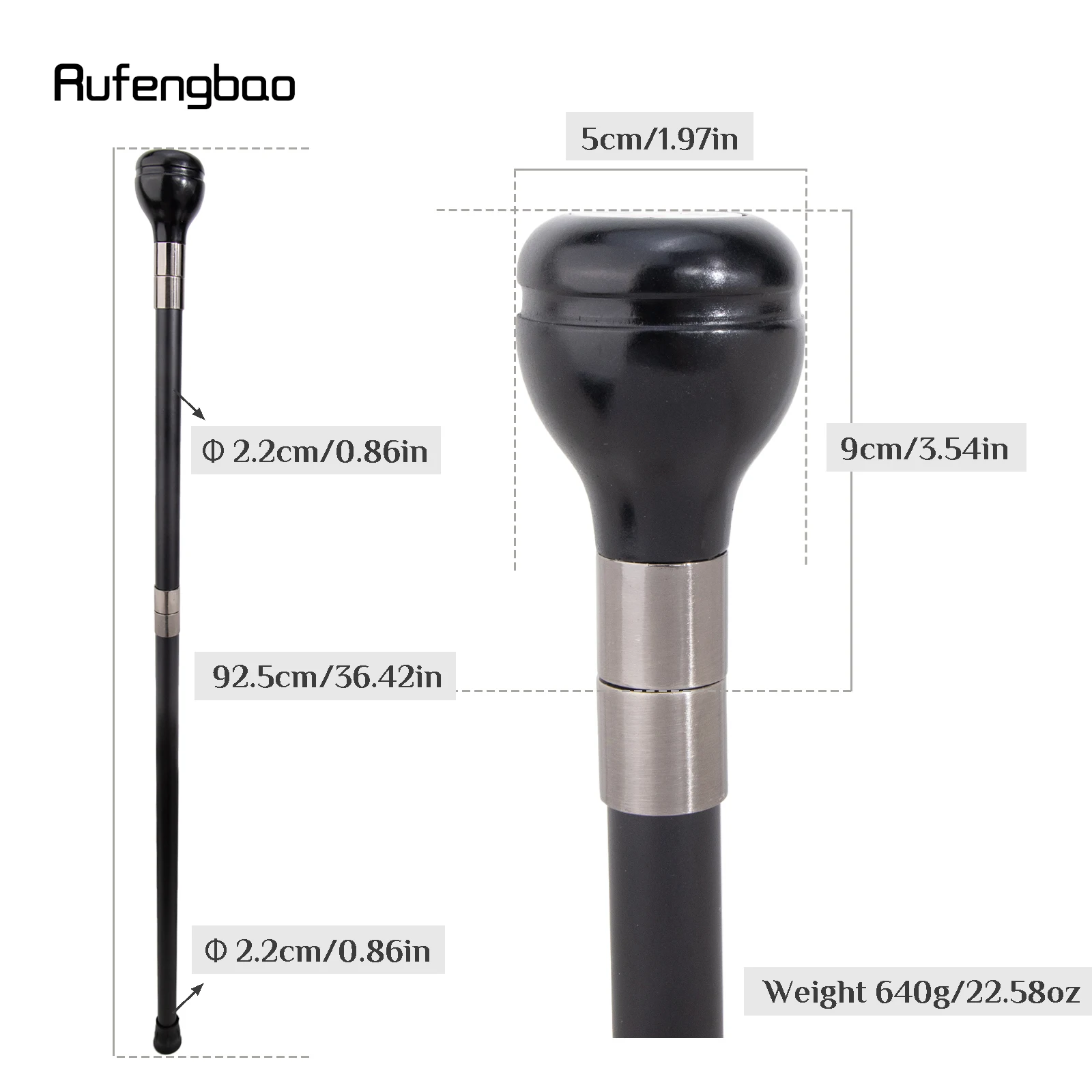 Black Resin Round Poker Crosier Performance Stage Walking Cane Decorative Cane  for Cosplay and Parties Walking  Stick