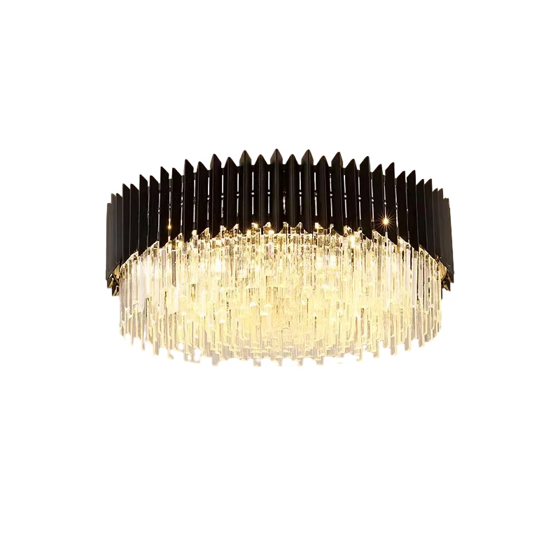Lamparas De Techo ovaladas redondas De cristal K9 regulables LED De oro negro, luces De Techo, luz De techo, lámpara De techo para sala De estar