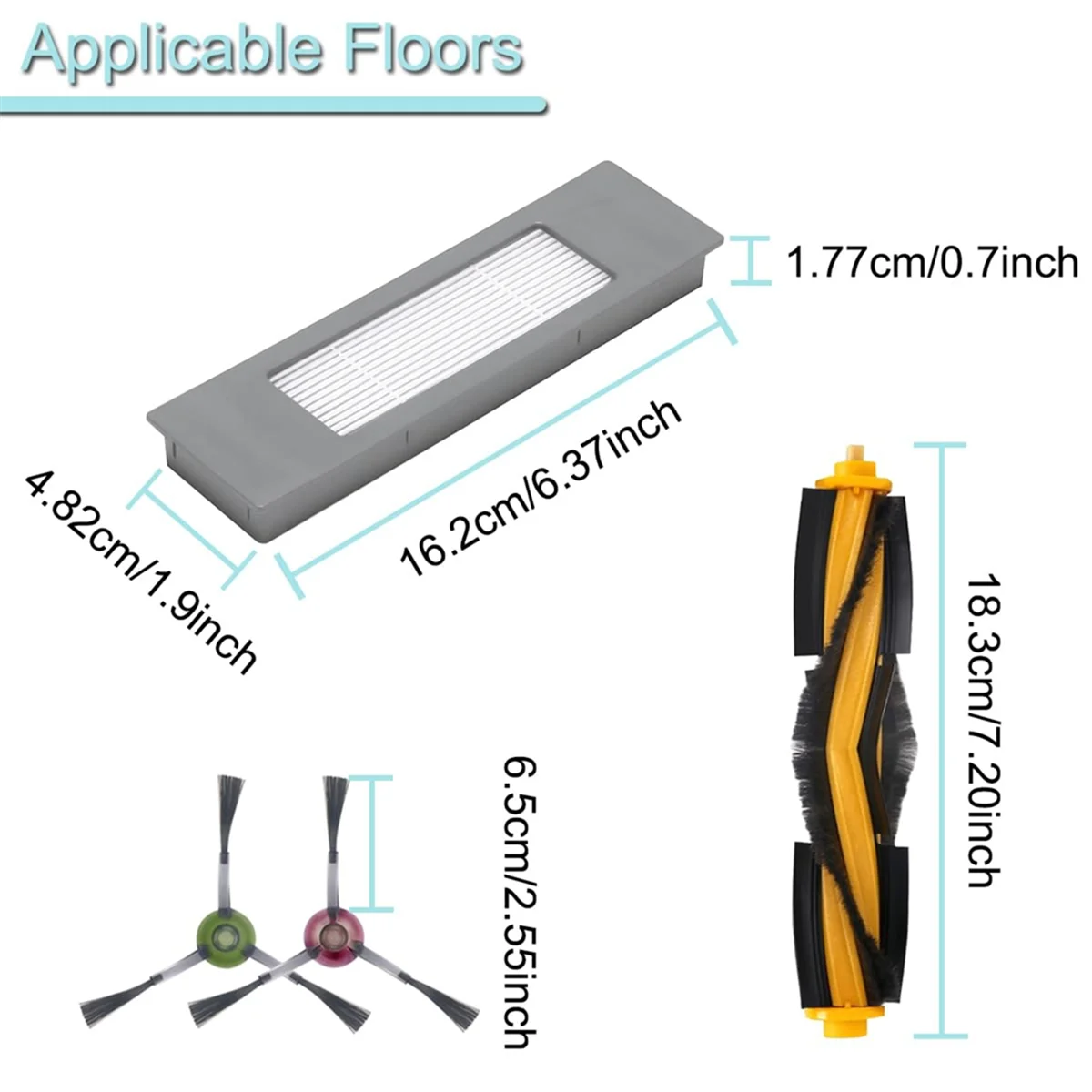 Peças de reposição para ecovacs deebot ozmo t8/t8 aivi/n8/n8 pro plus robô aspirador principal escova lateral filtro