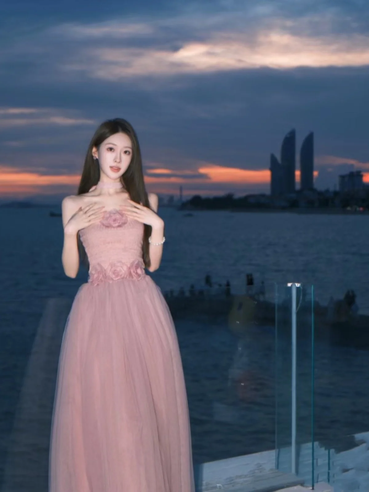 Pink Me f-length Skirt Set Summer Beach Vaion Fairy Skirt Dopane Sle Two-piece Polyester Fiber Women's Suit