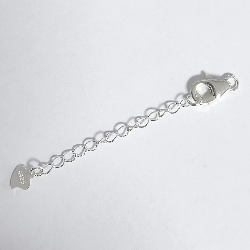 Solid 925 Sterling Silver 10mm Lobster Trigger Clasp with 5cm Extender Chain Plain Silver,Rhodium/Gold plated