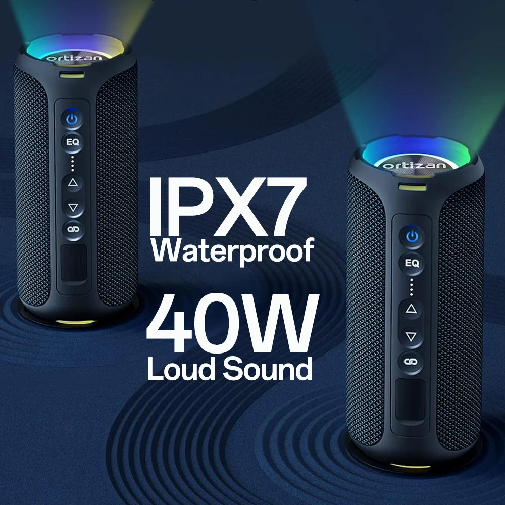 Ortizan Altavoz de Camping Bluetooth 5.3 con luces Beat-Dynamic, sonido fuerte y graves perforados, altavoces Bluetooth portátiles para exteriores