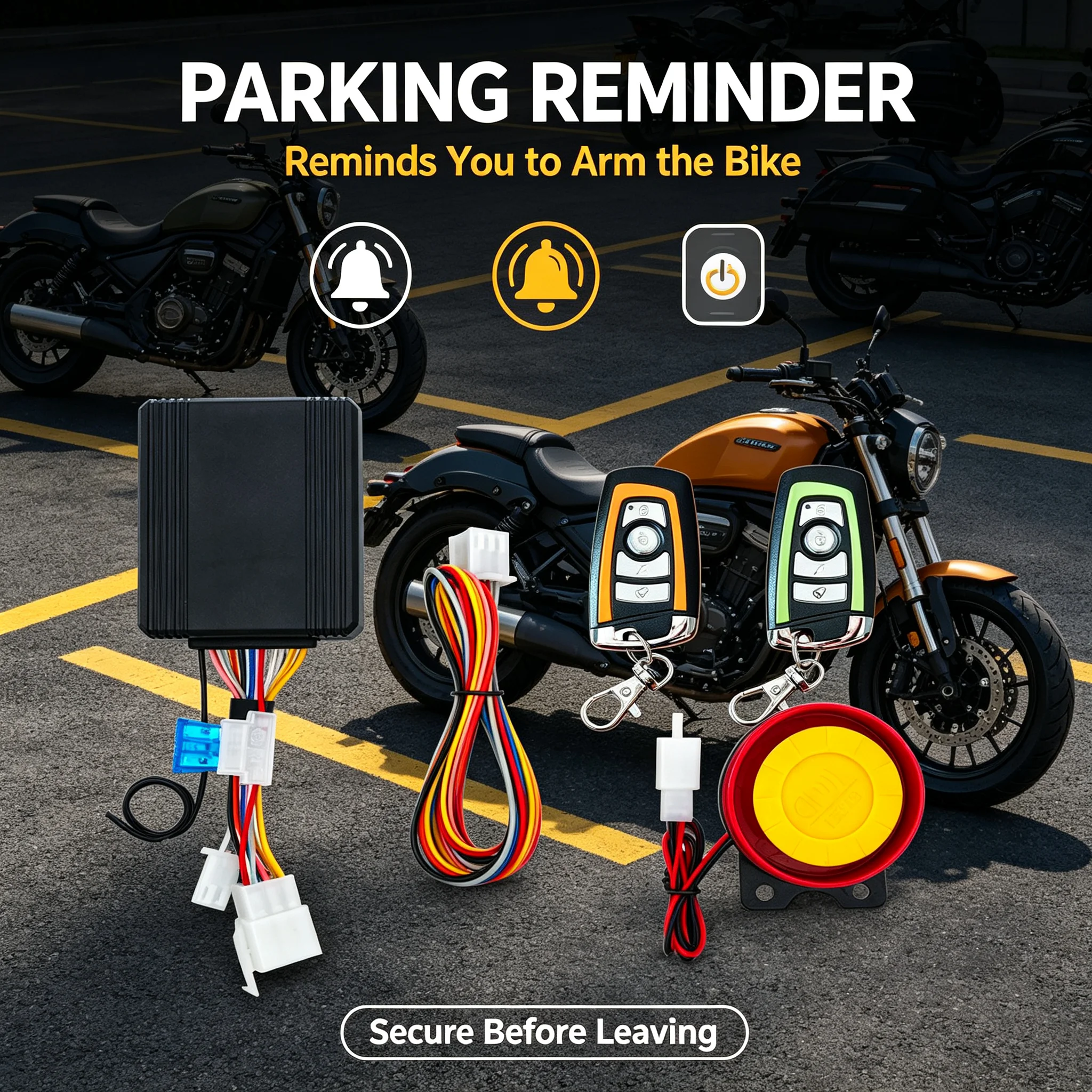 New Multifunctional Motorcycle Anti-Theft Alarm with Automatic Defense, Ignition and Shutdown, Silent Dual Flash Steering Prompt