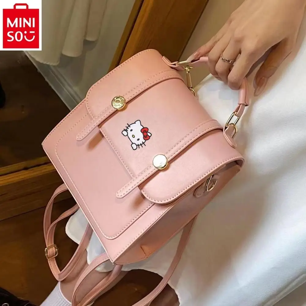 MINISO-Mochila impressa Hello Kitty Cartoon, casual versátil grande capacidade, novo, 2024