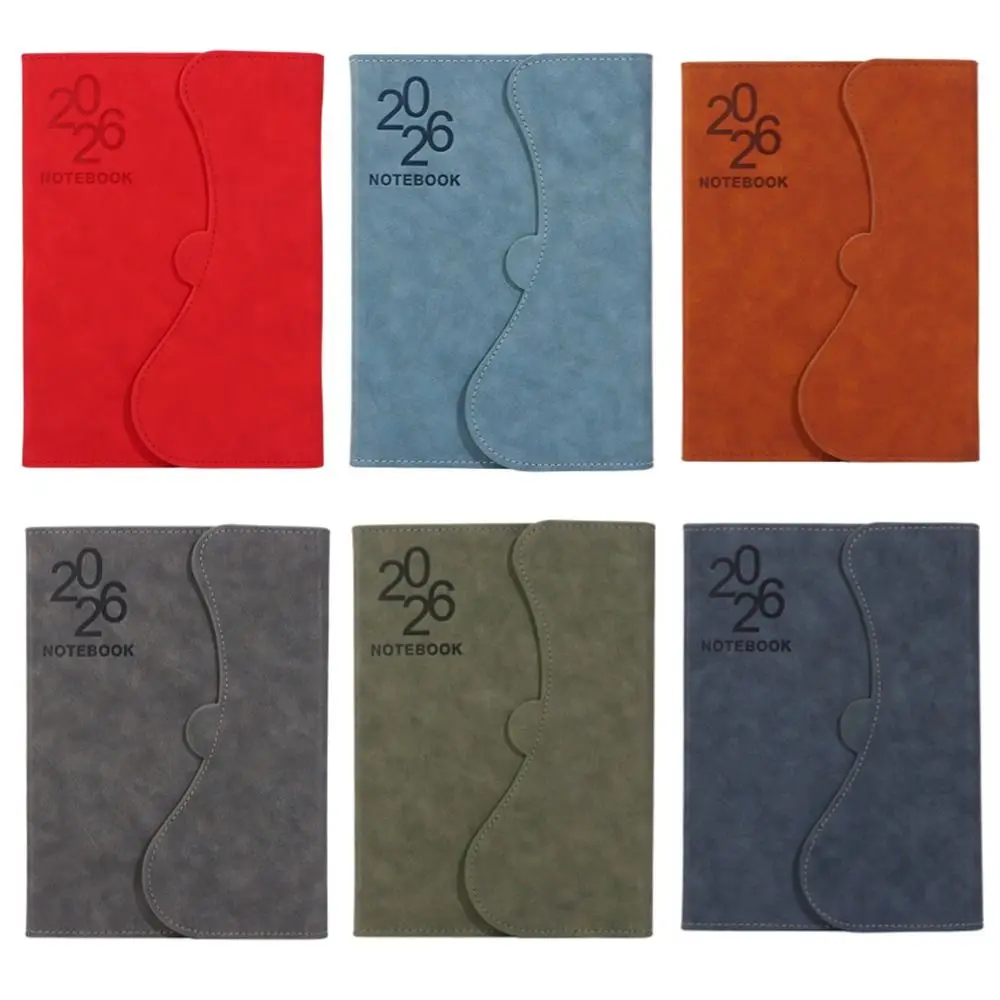 Английский блокнот-планировщик расписания на 2026 год, магнитная обложка из искусственной кожи, список дел, блокнот, простая плотная бумага, планировщик офисной работы