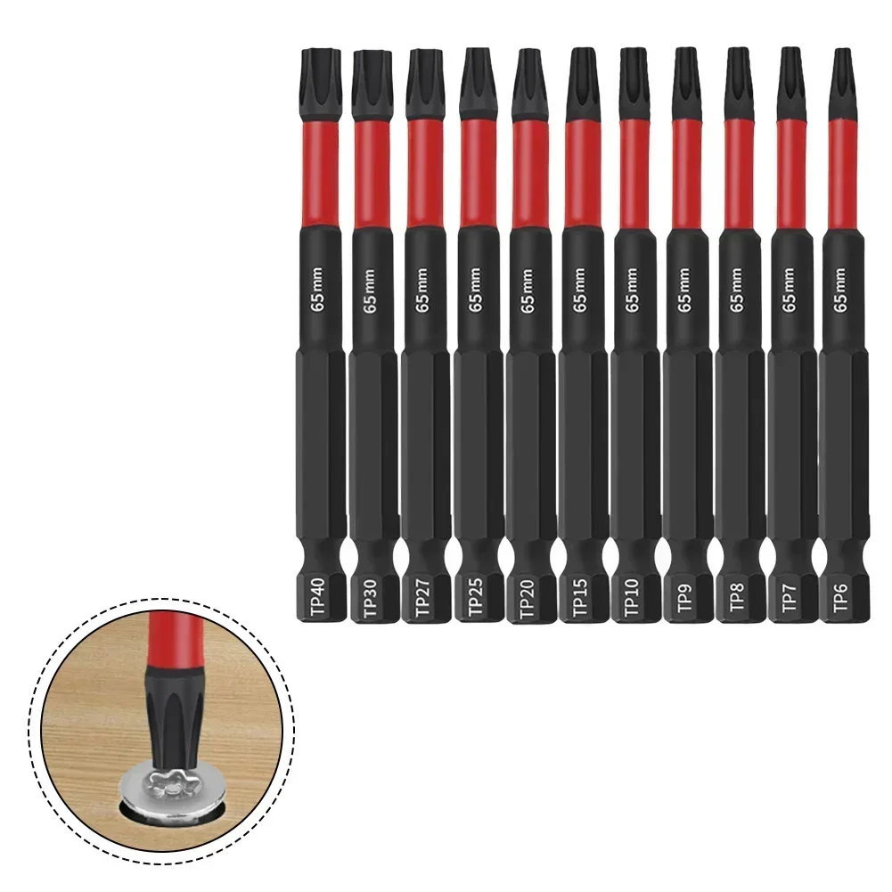 

11Pcs Hollow Magnetic For Torx Screwdriver Bits Set With 1/4 Inch Hex Shank T6-T40 For Woodworking Tool Repair Tools