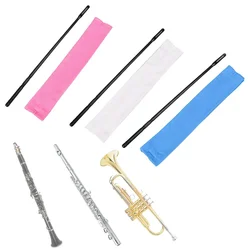 Silicone Flute Cleaning Rod With Absorbent Cloth 34.6cm Multifunctional Instrument Cleaner For Flutes & Piccolos Pink Blue Grey