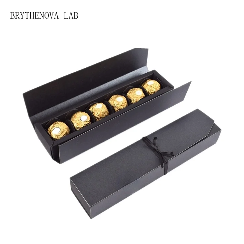 20pcs Simple Rectangular Red Black Gift Boxes Wholesale Solid Chocolate Color Favor Packaging Box for Party Wedding Candy Cookie