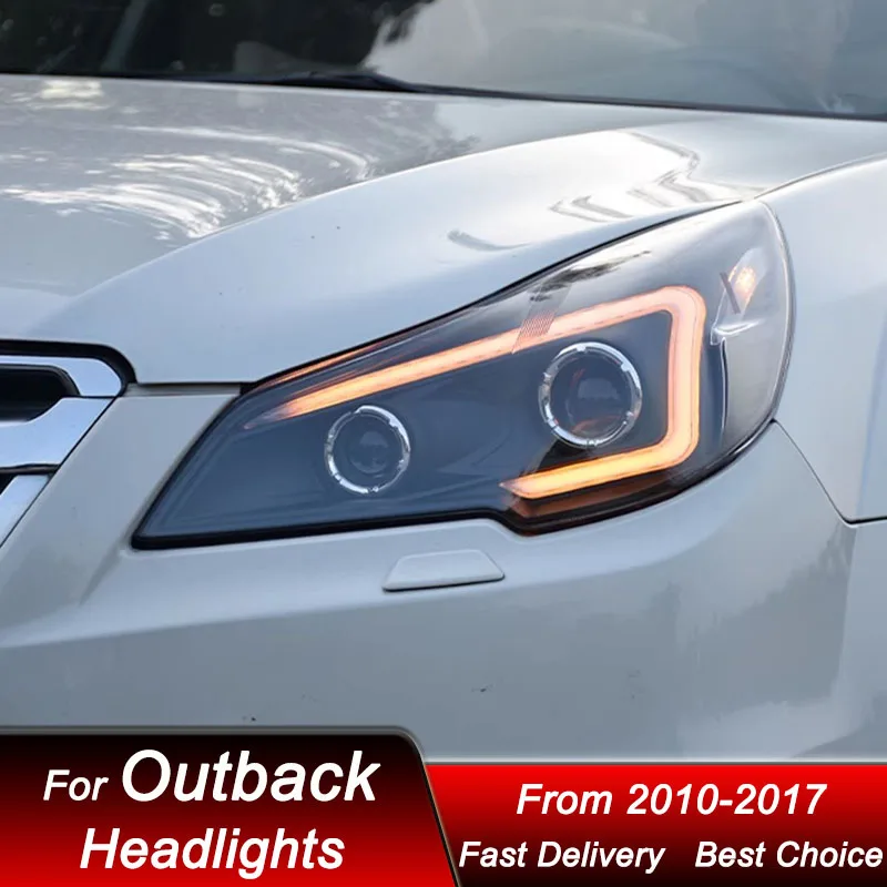 المصابيح الأمامية للسيارة لسوبارو Outback Legacy 2010-2017 نمط جديد كامل LED رئيس مجموعة مصابيح ترقية عدسة العارض اكسسوارات عدة #4