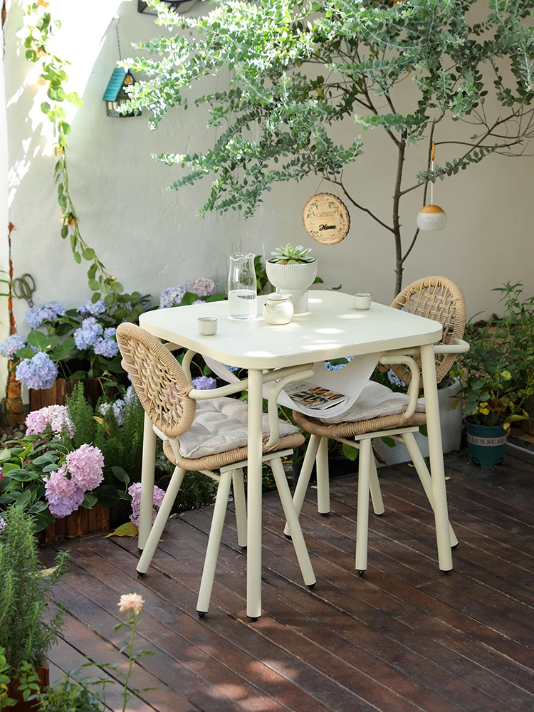 Balcony Small Table and Chair Casual Three-Piece Suit Simple Outdoor a Table with Two Chairs Table-Chair Set