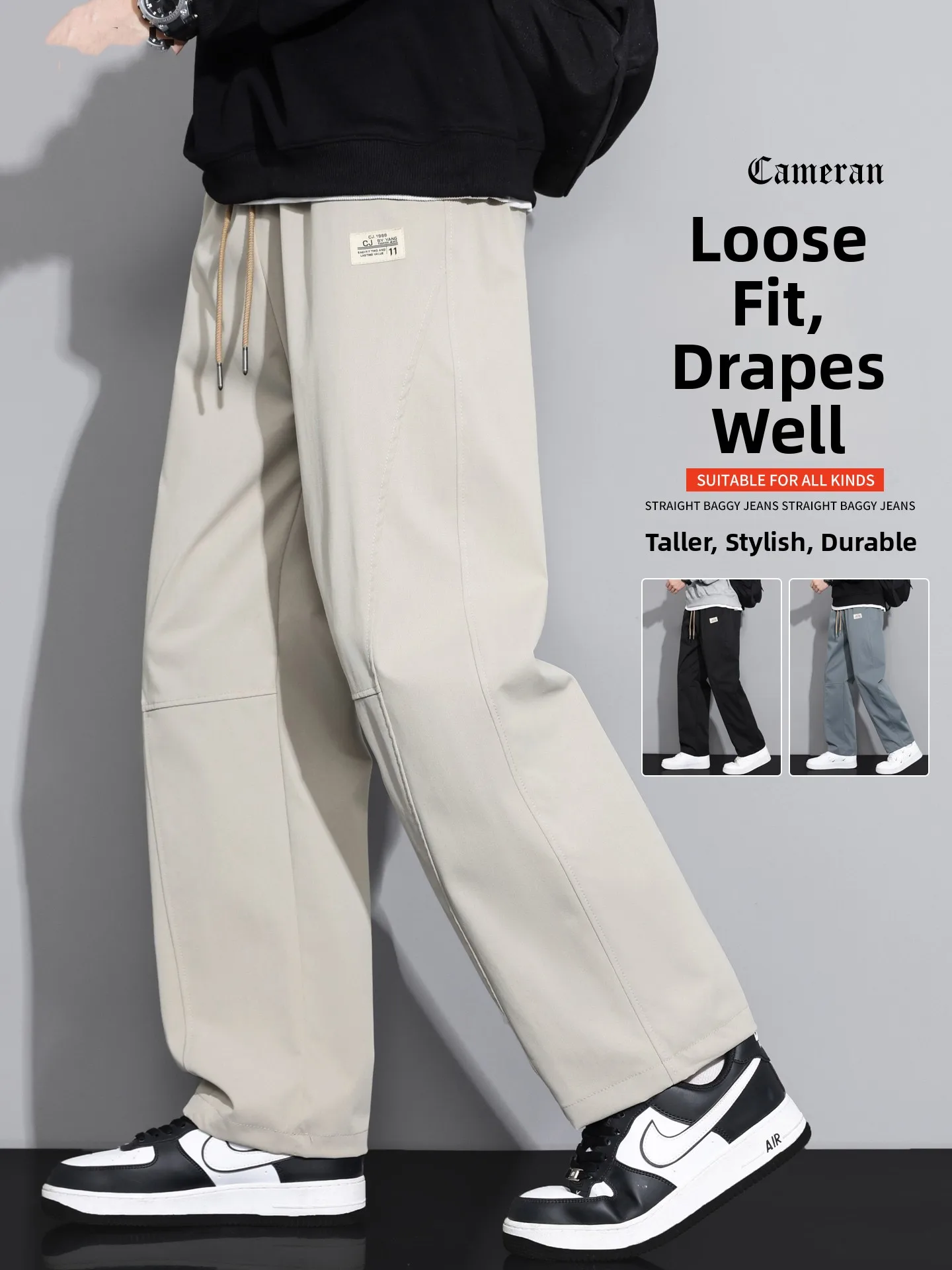 

American Sle Casual Pants Men's Spring Autumn Loose Straight Leg Early Autumn Drape Wide Leg Long Pants Knife