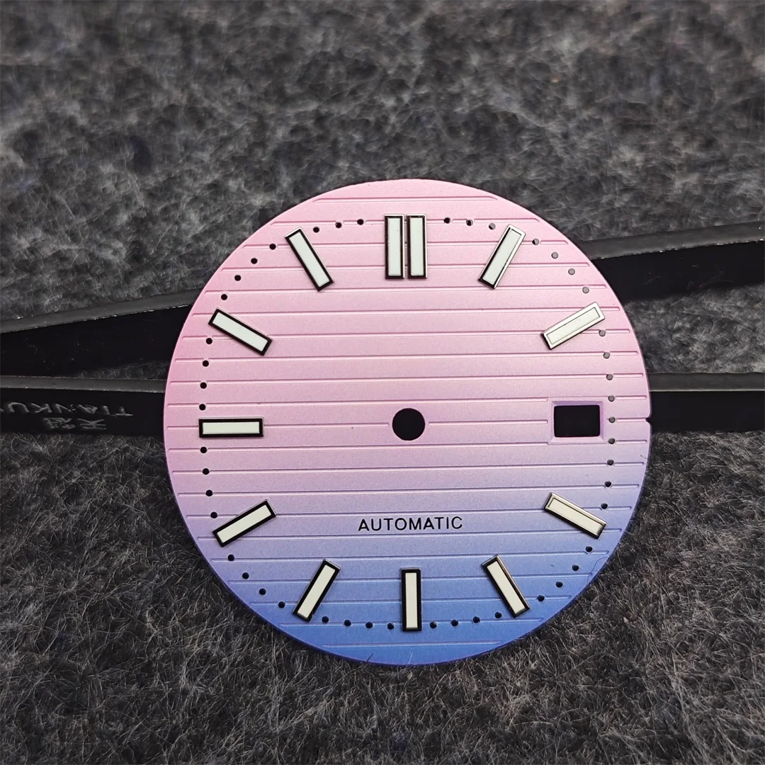 30.5mm Color Dial NH35 Dial for Nautilus Modification Parts with Green Luminous 41mm Silver Rose Gold PP Case Watch Parts