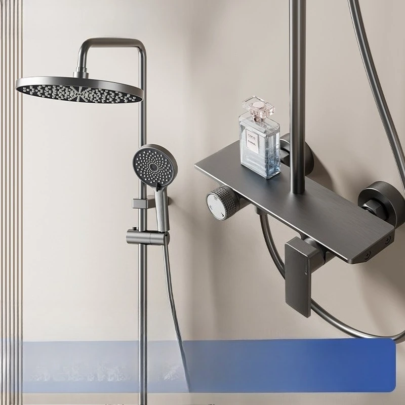 Aluminum Alloy Pressurized Complete Shower System Set, For Household Bathroom & Hotel Engineering Bath Use