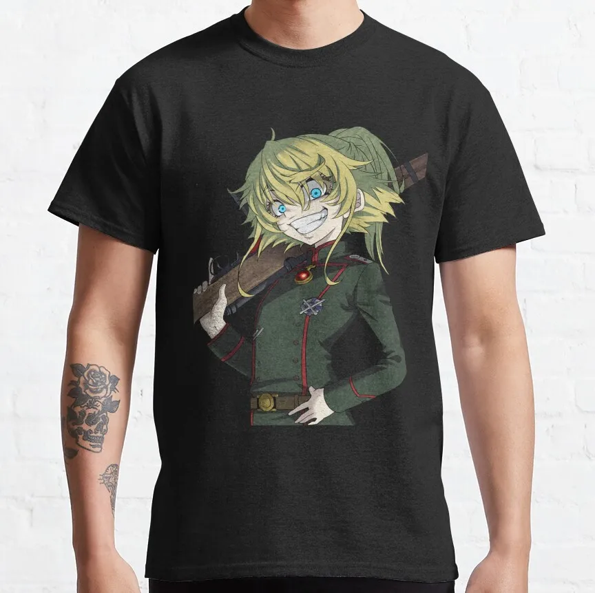 

0516 Youjo Senki The Evil Tanya Degurechaff Gift t shirt Anime girls Graphic Tee 100% cotton print Y2K clothes Large size Tops