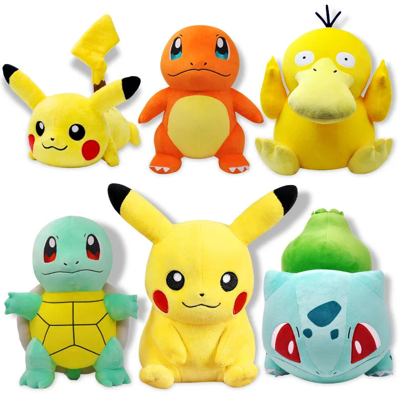 30CM Original Genuine TOMY Giant Pokemons Stuffed Toys Charmander Bulbasaur Kodakku Squirtle Pikachu Plush Doll Gift for Child